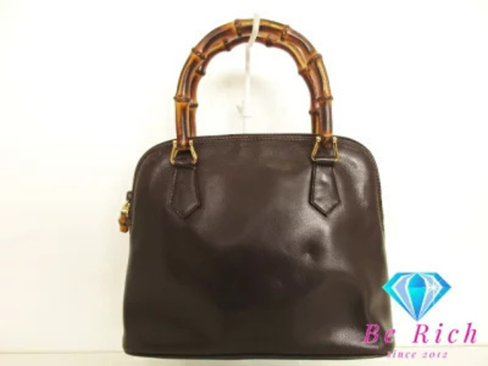 Gucci Handbag Bamboo Handle Leather Brown
